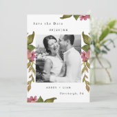 Floral en Greenery Foto Wedding Save The Date (Staand voorkant)
