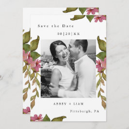 Floral en Greenery Foto Wedding Save The Date