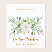 Floral en Greenery Gold Script met QR Code White Visitekaartje (Buitenkant ongevouwen)