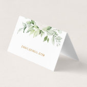 Floral en Greenery Gold Script met QR Code White Visitekaartje (Achterkant)