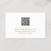 Floral en Greenery Gold Script met QR Code White Visitekaartje (Achterkant)