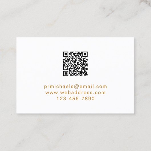 Floral en Greenery Gold Script met QR Code White Visitekaartje (Achterkant)