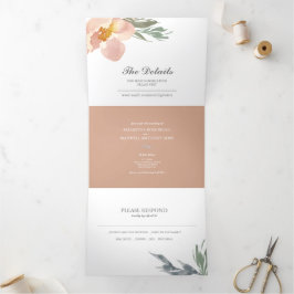 Floral en Greenery in één bruiloft Drieluik Uitnodiging