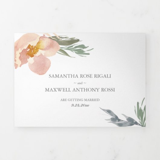 Floral en Greenery in één bruiloft Drieluik Uitnodiging (Cover)