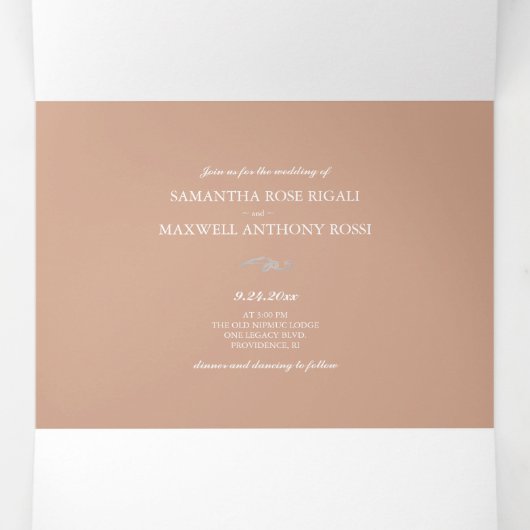 Floral en Greenery in één bruiloft Drieluik Uitnodiging (Binnenkant midden)