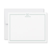 Floral en groen Monogram Note Kaart