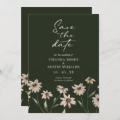 Floral en groen save the date (Voorkant / Achterkant)