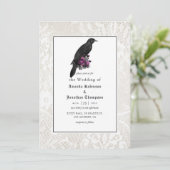 Floral en Lace Gothic Wedding Kaart (Staand voorkant)