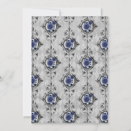 Floral en Lace Gothic Wedding Kaart (Achterkant)