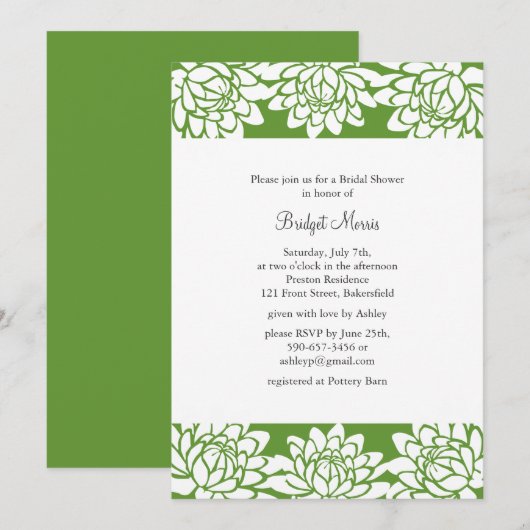 Floral en Modern Bridal Shower Kaart (Voorkant / Achterkant)