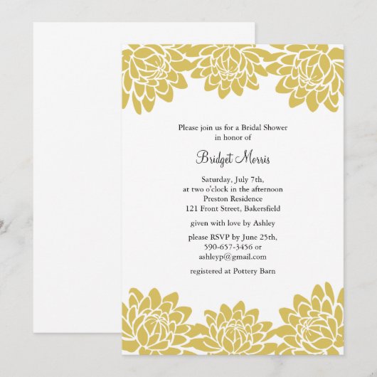 Floral en Modern Bridal Shower Kaart (Voorkant / Achterkant)