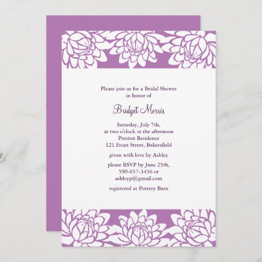 Floral en Modern Bridal Shower Kaart (Voorkant / Achterkant)