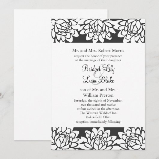 Floral en Modern Wedding Uitnodiging (Voorkant / Achterkant)