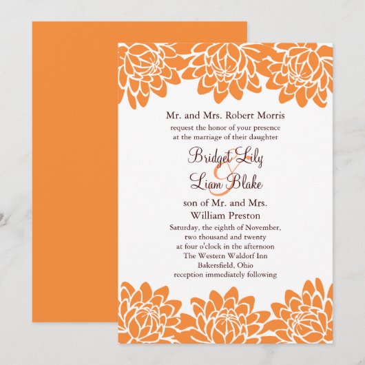 Floral en Modern Wedding Uitnodiging (Voorkant / Achterkant)