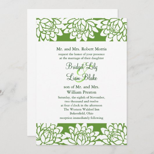 Floral en Modern Wedding Uitnodiging (Voorkant / Achterkant)