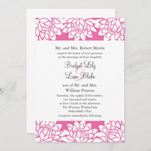 Floral en Modern Wedding Uitnodiging (Voorkant / Achterkant)