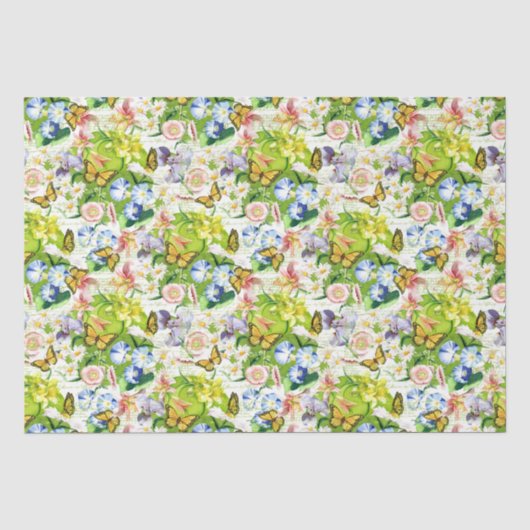 Floral en Monarch Weefselpapier Tissuepapier (Voorkant)