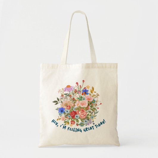 Floral en persoonlijke slogan tote bag (Voorkant)