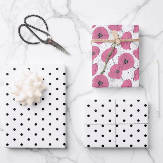 Floral en Polka Dots Inpakpapier Vel (Voorkant)