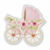 Floral en roze baby stroller sticker (Voorkant)