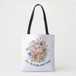 Floral en slogan tote bag
