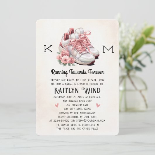 Floral en Sneakers Runner thema Vrijgezellenfeest Kaart (Staand voorkant)