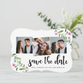  Floral en Stippen bruiloft Save The Date (Staand voorkant)
