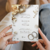 Floral en Twee Trouwringen Sophisticated Kaart