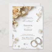 Floral en Twee Trouwringen Sophisticated Kaart (Voorkant)