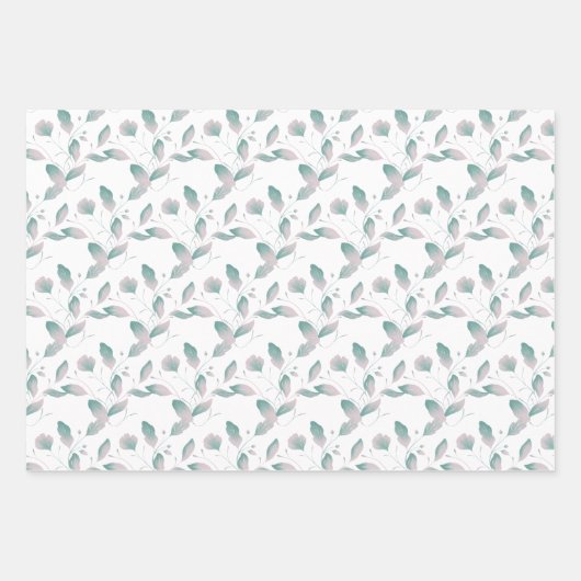 Floral en vlinder inpakpapier vel (Voorkant 2)