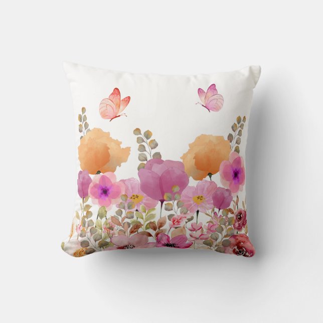 Floral en vlinder kussen (Voorkant)