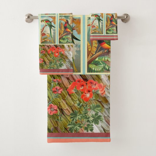 Floral en vogels bad handdoek (Insitu)