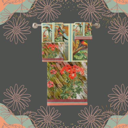 Floral en vogels bad handdoek