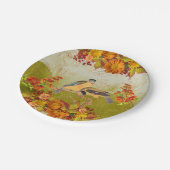 Floral en vogels, Oranje, geel, rood groen ompakke Papieren Bordje (Gekanteld)