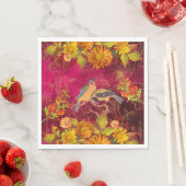 Floral en vogelsoorten Oranje, rood, geelbruin Servet (Insitu)