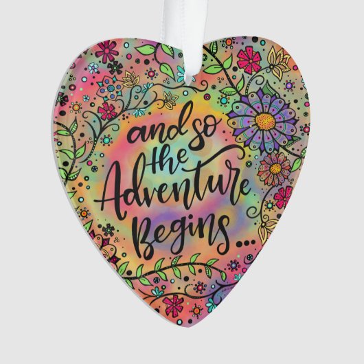 Floral "En zo begint het avontuur" Ornament (voorkant)