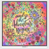 Floral En zo begint het avontuur roze Sticker (Vel)