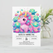 Floral Enchanted Dinosaur Digitale Verjaardag Kaart (Staand voorkant)