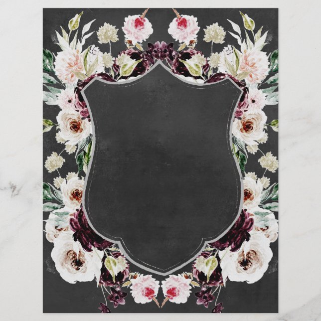 Floral Encrusted Black Crest 2 Sided Scrapbook (Voorkant)