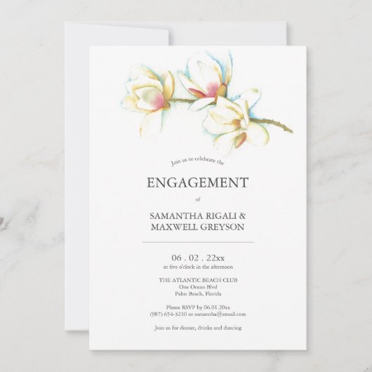 Floral Engagement Party Invitations Waterverf Kaart (Voorkant)