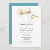 Floral Engagement Party Invitations Waterverf Kaart (Voorkant / Achterkant)