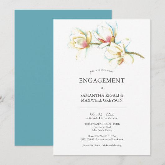 Floral Engagement Party Invitations Waterverf Kaart (Voorkant / Achterkant)