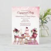 Floral Engagement Party voor de Waterverf Burgundy Kaart (Staand voorkant)