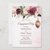 Floral Engagement Party voor de Waterverf Burgundy Kaart (Voorkant)