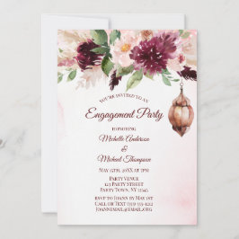 Floral Engagement Party voor de Waterverf Burgundy Kaart