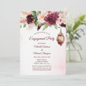 Floral Engagement Party voor de Waterverf Burgundy Kaart (Staand voorkant)