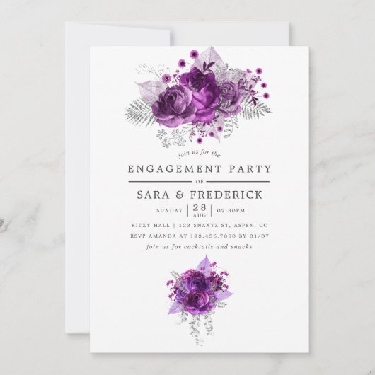 Floral Engagement Party voor de Waterverf van Plum Kaart (Voorkant)