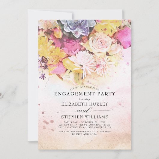 Floral Engagement Party voor moderne kleurrijke Wa Kaart (Voorkant)