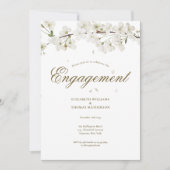 Floral Engagement Party White Blossom Kaart (Voorkant)