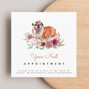 Floral English Bulldog Dog Appointment Reminder Vierkante Visitekaartje
